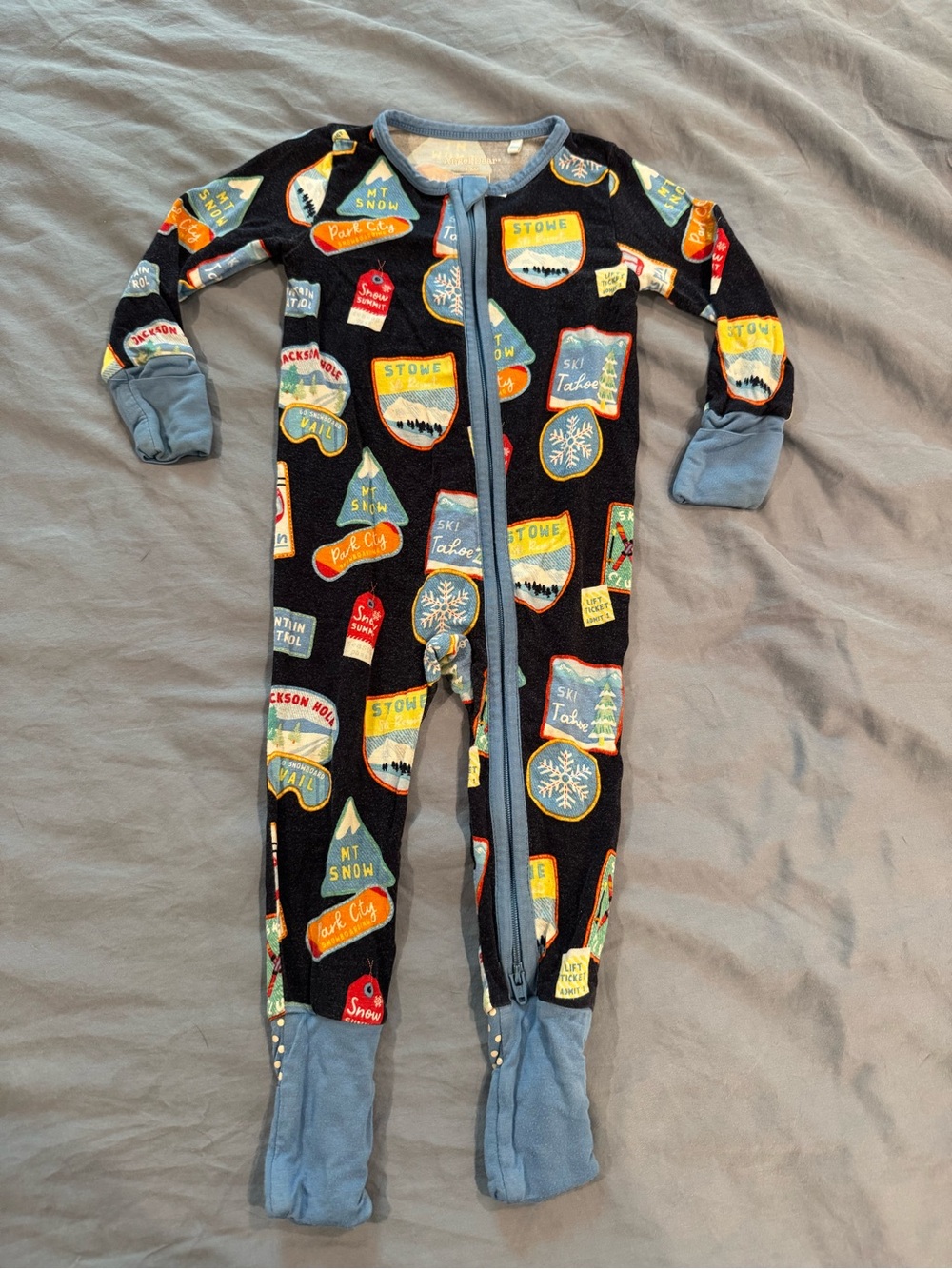 Angel Dear Vintage Ski Patches - 2 Way Zipper Footie 3-6 months